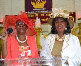Faith Marshall-Harris was honoured on Hat Sunday at Mount Zions Mission Foursquare Barbados Church