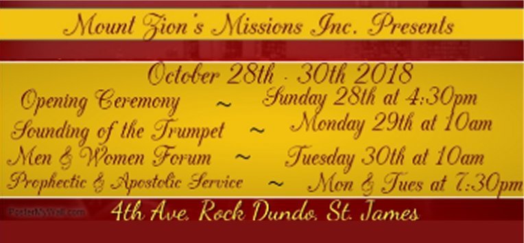 Mount Zion's Missions Inc Barbados Foursquare Church Annual Convention 2018