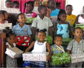 Sunday Schools packing the Love Gifts for Dominica