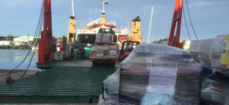 Thanks to the Admirald Bay 2 that transported our donated items to Dominica