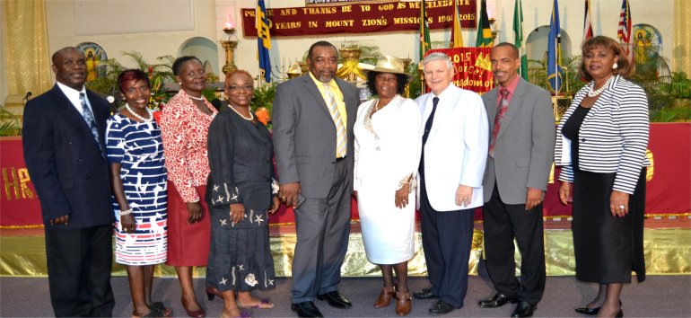 Rev Dave Stone Foursquare leaders visit Mount Zion's Missions Inc Barbados Foursquare Church in 2015