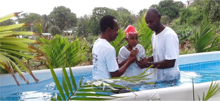 Mount Zion's Missions Inc Barbados Foursquare Church founded by Apostle Lucille Baird youth baptism 2018