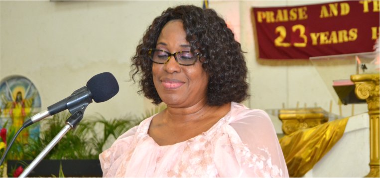 Apostle Lucille Baird and Mount Zion's Missions Inc Barbados Foursquare Church honours Dr. Angela Smith Prinicpal of Gorden Greenidge School