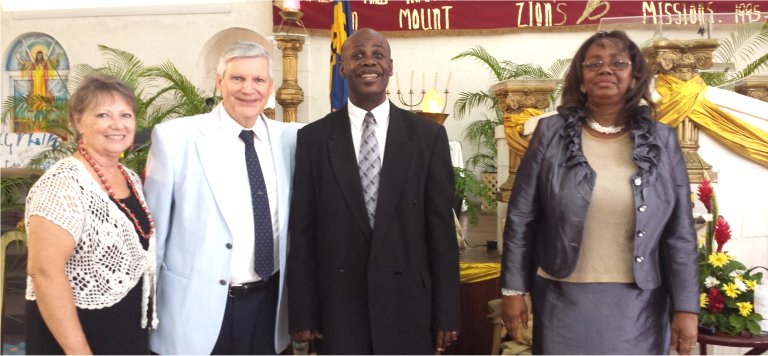 Rev Dave Stone Foursquare leaders visit Mount Zion's Missions Inc Barbados Foursquare Church in 2015