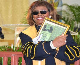 Apostle Dr. Lucille Baird honours Madame Justice Dame Sandra Mason Governor General of Barbados