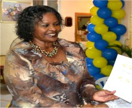 Madame Justice Dame Sandra Prunella Mason QC new Governor General of Barbados presenting awards at the Ruth and Esther dinner 2017