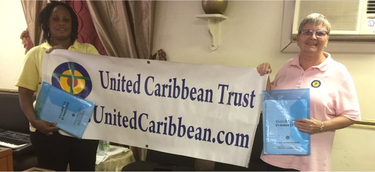 United Caribbean Trust distributing Healing Hurting Hearts children's Post Traumatic Stress Curriculum in Bahamas