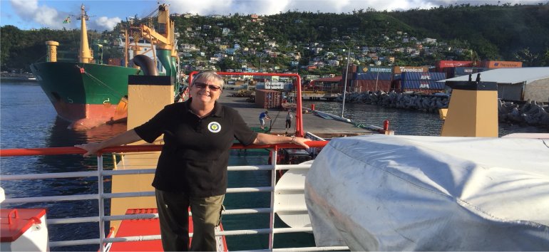 Jenny Tryhane founder of United Caribbean Trust partnering with The Living Room distributing Sawyer PointOne Water Filtration Systems in Dominica following hurricane Maria