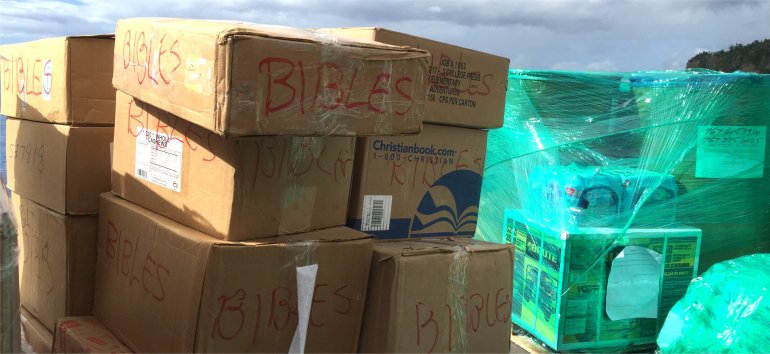 Love Packages shipped for the churches of Dominica donated by Eagles Nest Ministries following Maria devestation