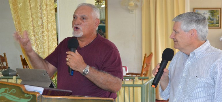 Rev Dave Stone Foursquare leaders visit Mount Zion's Missions Inc Barbados Foursquare Church in 2015