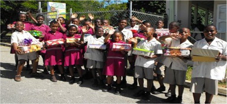 Love Gifts for the children of Dominica packed by Barbadian children 